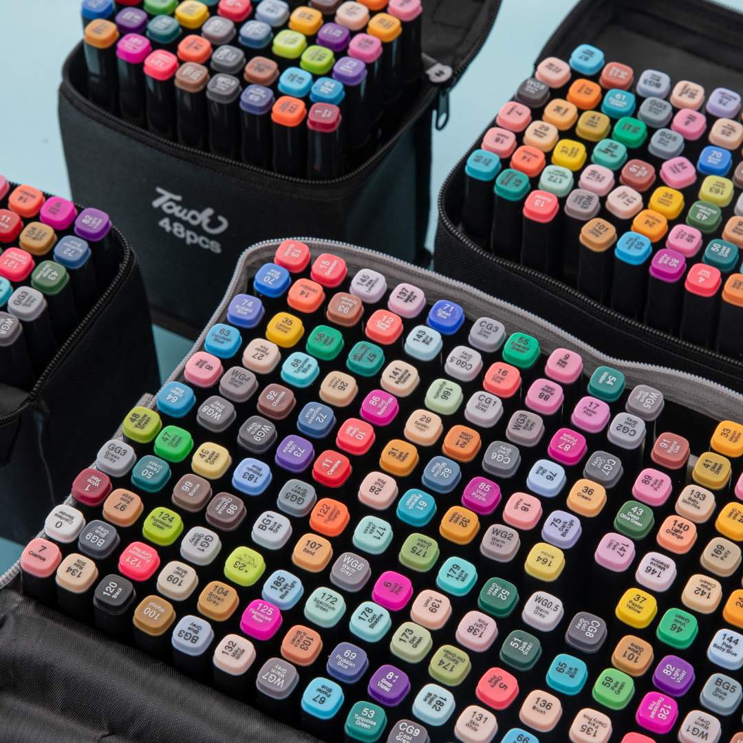 TOUCH marker kalemi seti, 168 renk, siyah gövde, yağlı