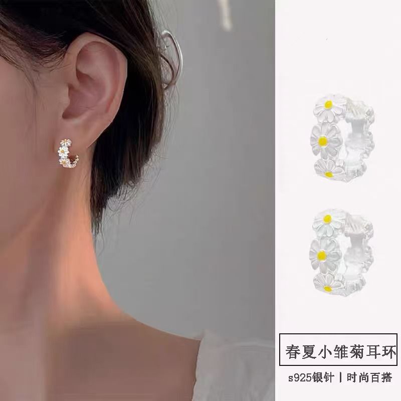 Gänseblümchen-Ohrringe Damen Blütendesign elegant