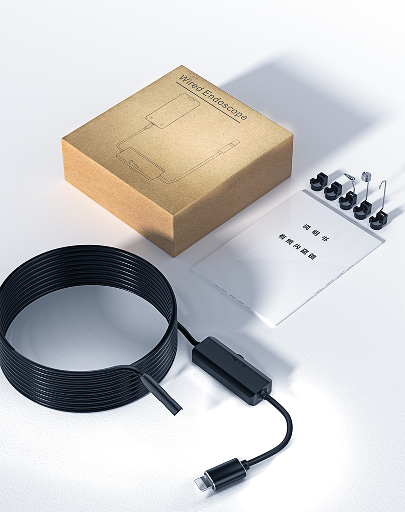 Endoscope phone camera, HD 2MP, waterproof, car repair