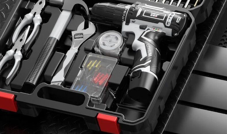 Household repair tool set with electric drill multipurpose