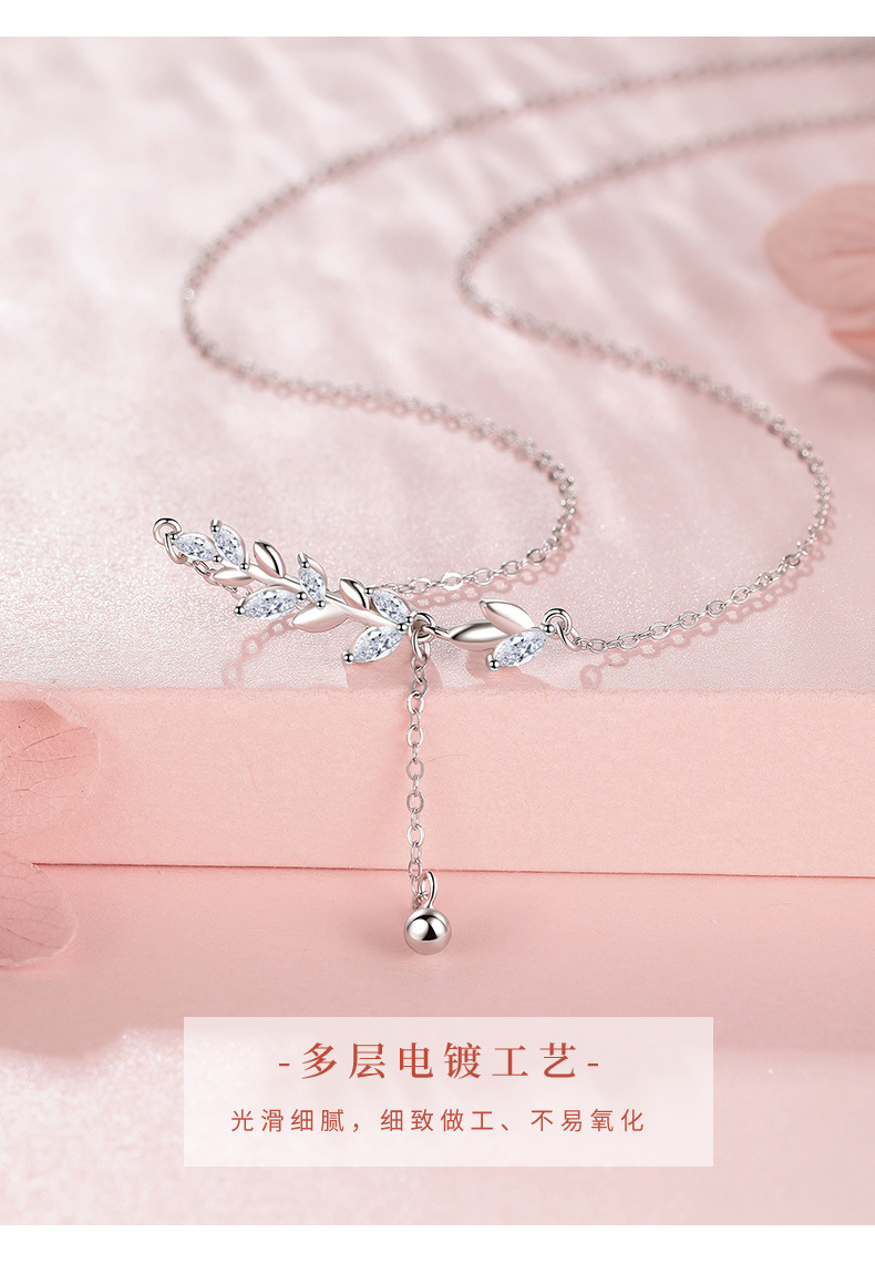 S999 silver wheat ear tassel necklace, women's