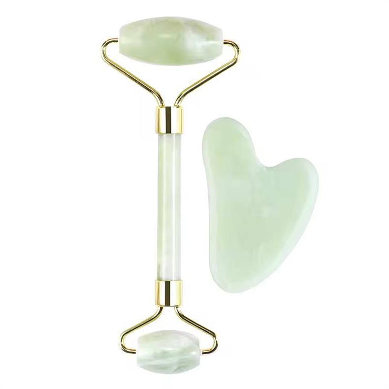 Rose Quartz Jade Dual-Head Roller Heart-Shaped Gua Sha