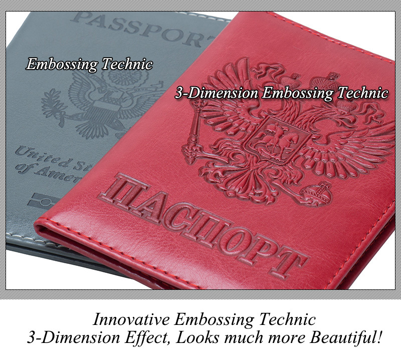 Russian emblem passport holder, 64 patterns, embossed design, card wallet