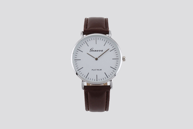 Herrenuhr, ultraflach, Lederarmband, Quarz
