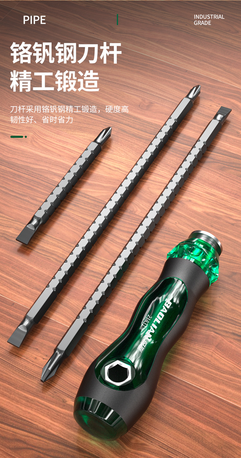 Phillips and slotted screwdriver set, multifunctional, strong magnetic bits