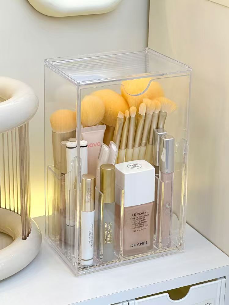 Acrylic cosmetic storage box, compartmented, dustproof