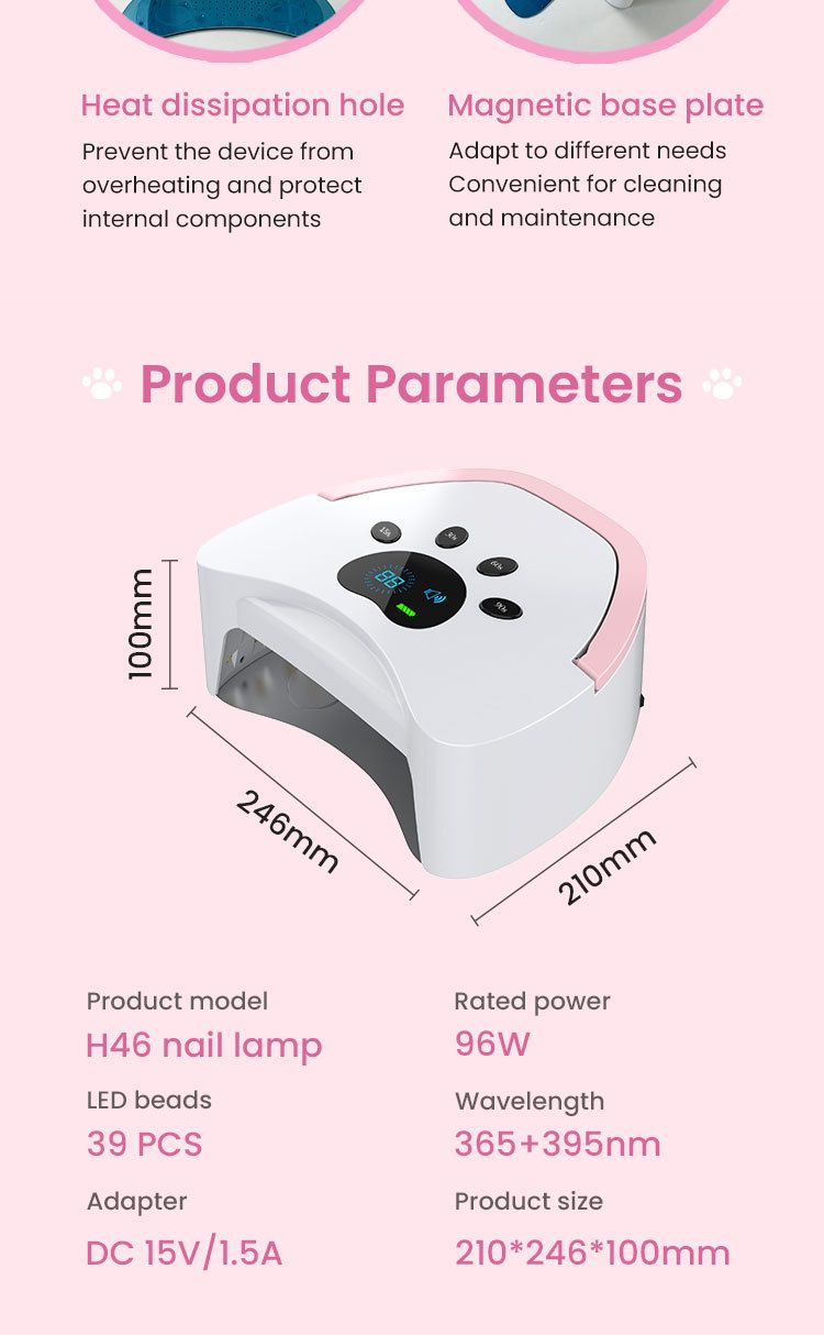 UV nail curing lamp with smart wireless LED light therapy