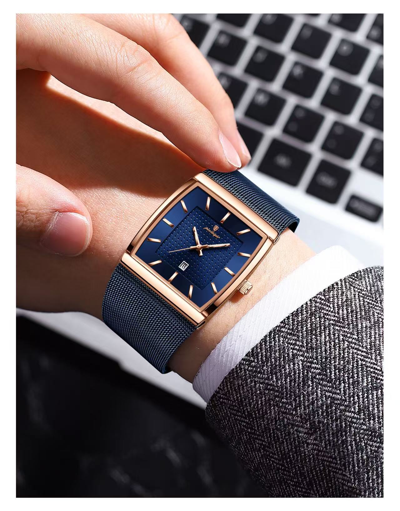 Swiss Men's Quartz Watch, Waterproof, Calendar, Ultra-Thin