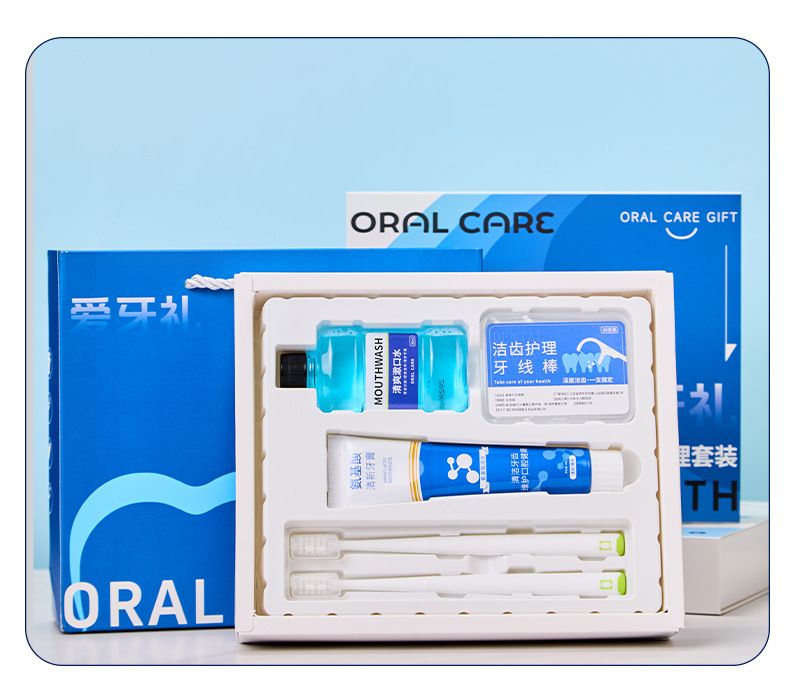 Oral Care Kit: Toothbrush, Paste, Floss and Mouthwash