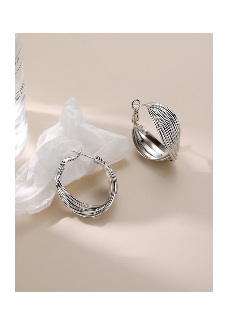 S999 sterling silver Hong Kong style hoop earrings, vintage
