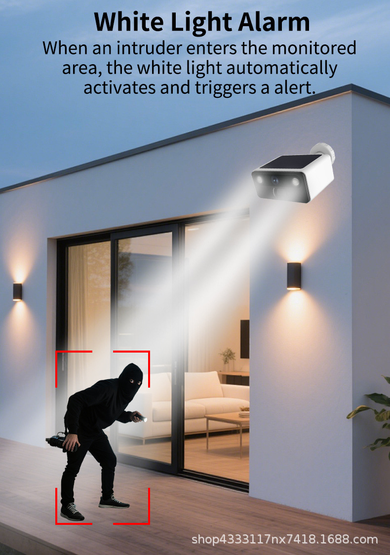 Solar surveillance camera, full-color night vision, wide-angle