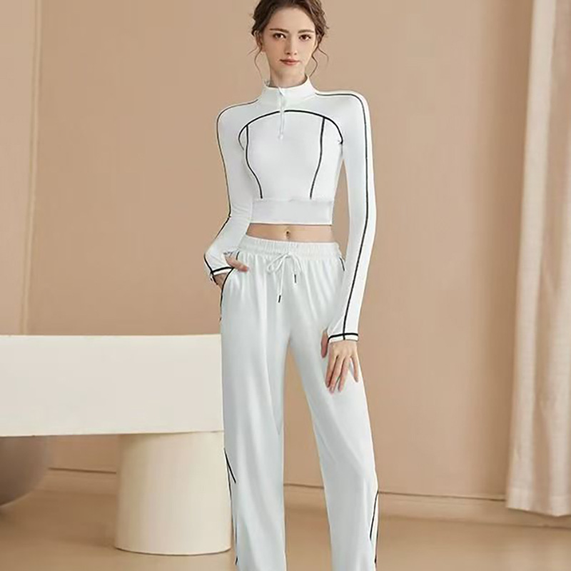 Damen Fitness-Kleidung Langarm Yoga-Set Slim Fit