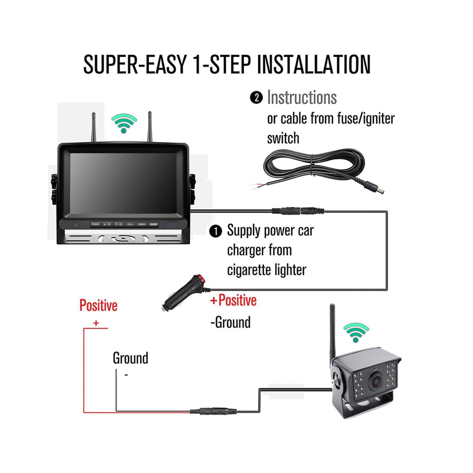 1080P car backup camera DVR wireless system