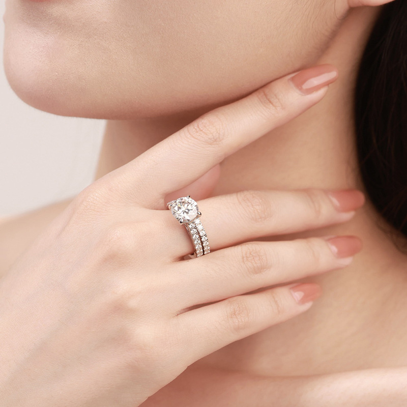 925 Silver 18K Gold 3 Carat Moissanite Ring Women