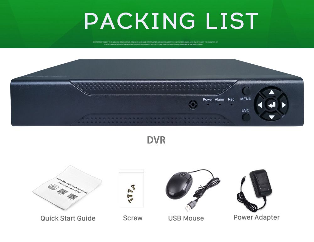 DVR video recorder, 4/8/16 channel, H.265, AHD coaxial
