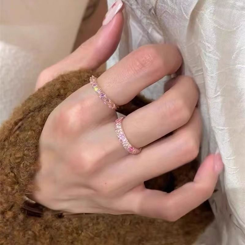 Farbige Diamantreihring Dopamin-Stil rosa