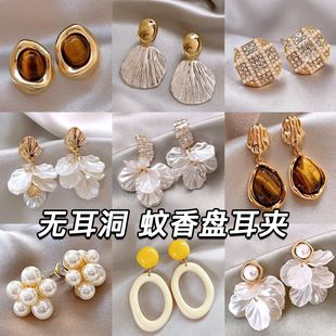 金色耳环女925银针复古气质显瘦耳圈耳钉轻奢高级感金属耳耳坠饰