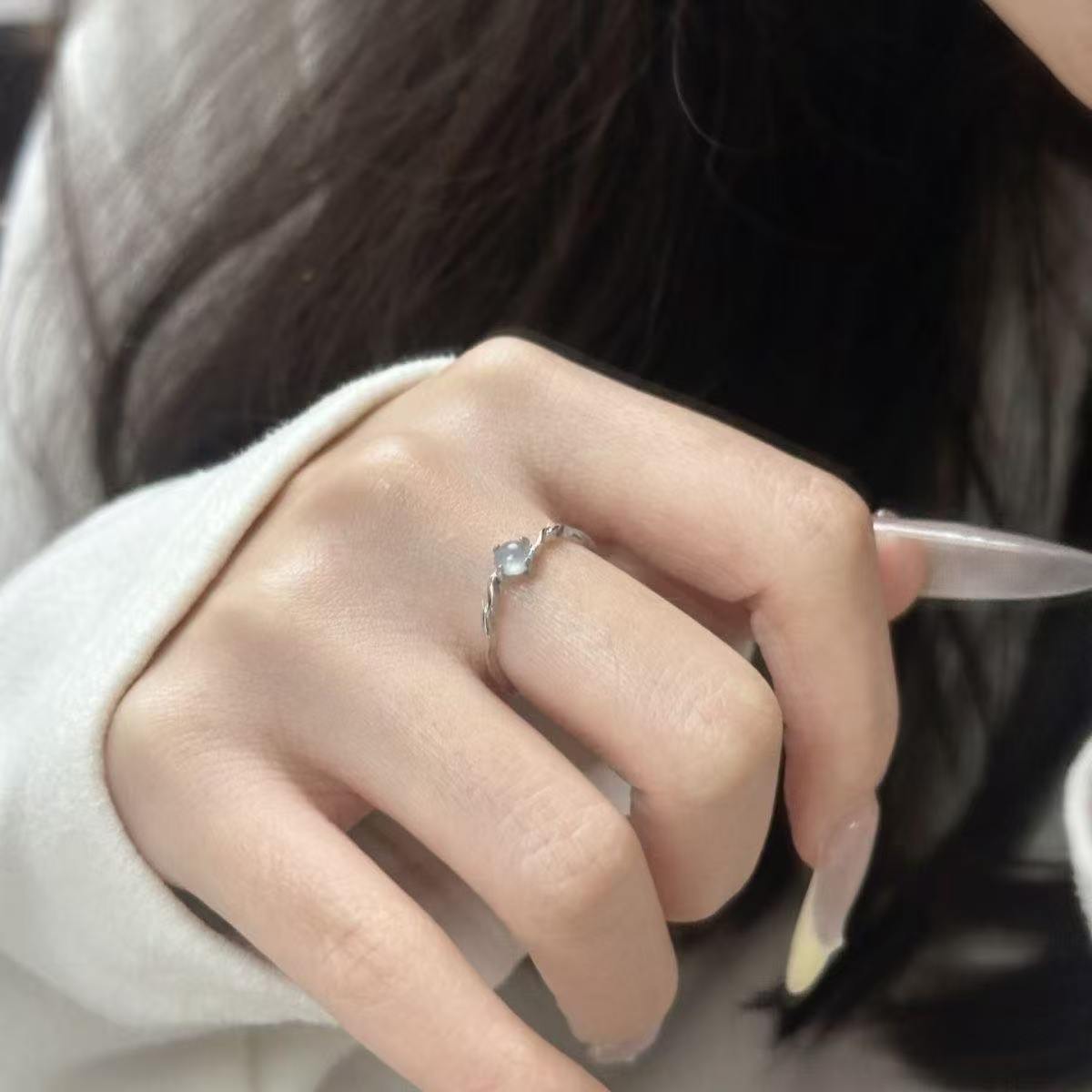 Blaugewässerter Ring, verstellbar, Damendesign