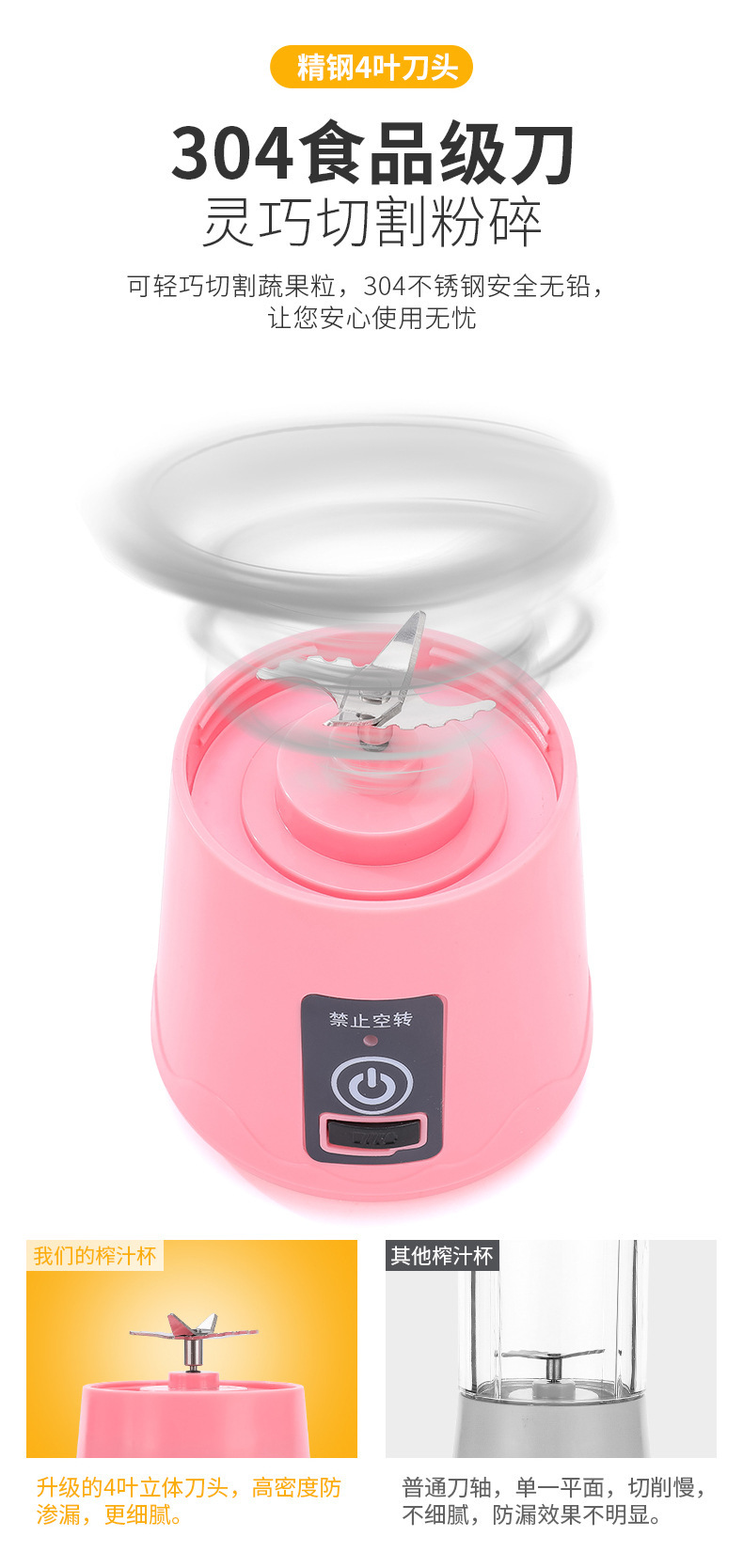 Portable electric juice extractor USB rechargeable