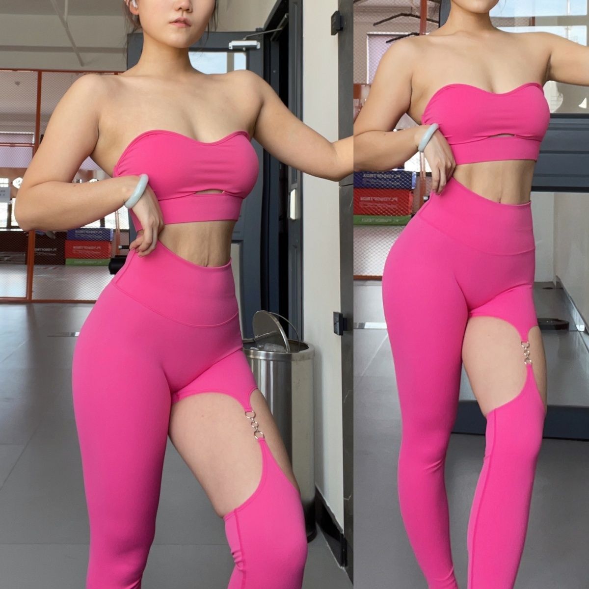 Durchbrochene sexy lange Hose schnelltrocknend hohe Taille Pilates Po-Lifting