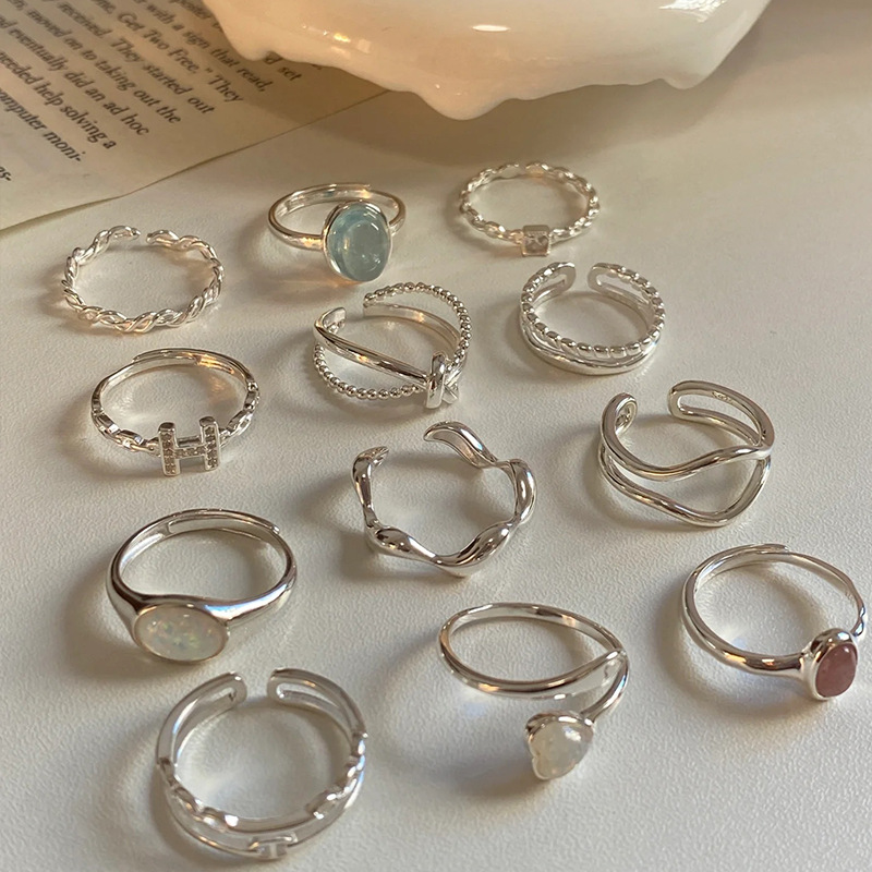 Moonstone silver ring, irregular design