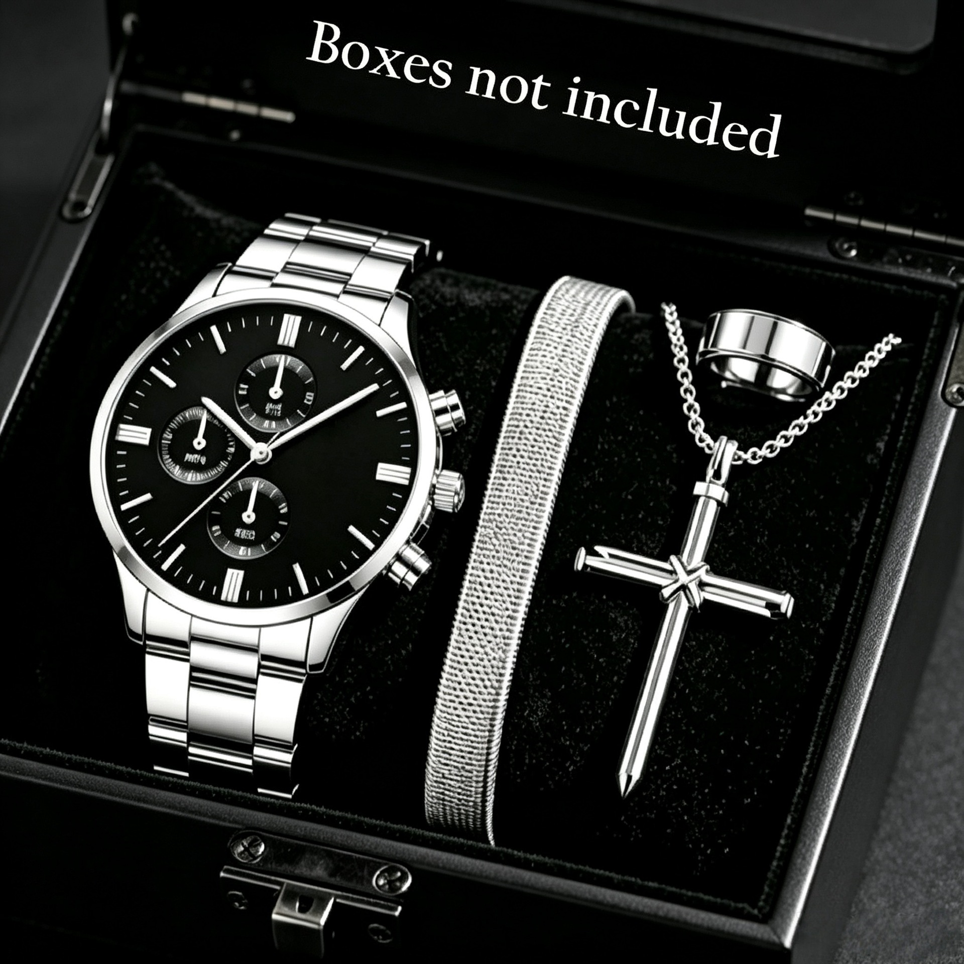 Herren-Ledergürtel, Uhr und Armband Set