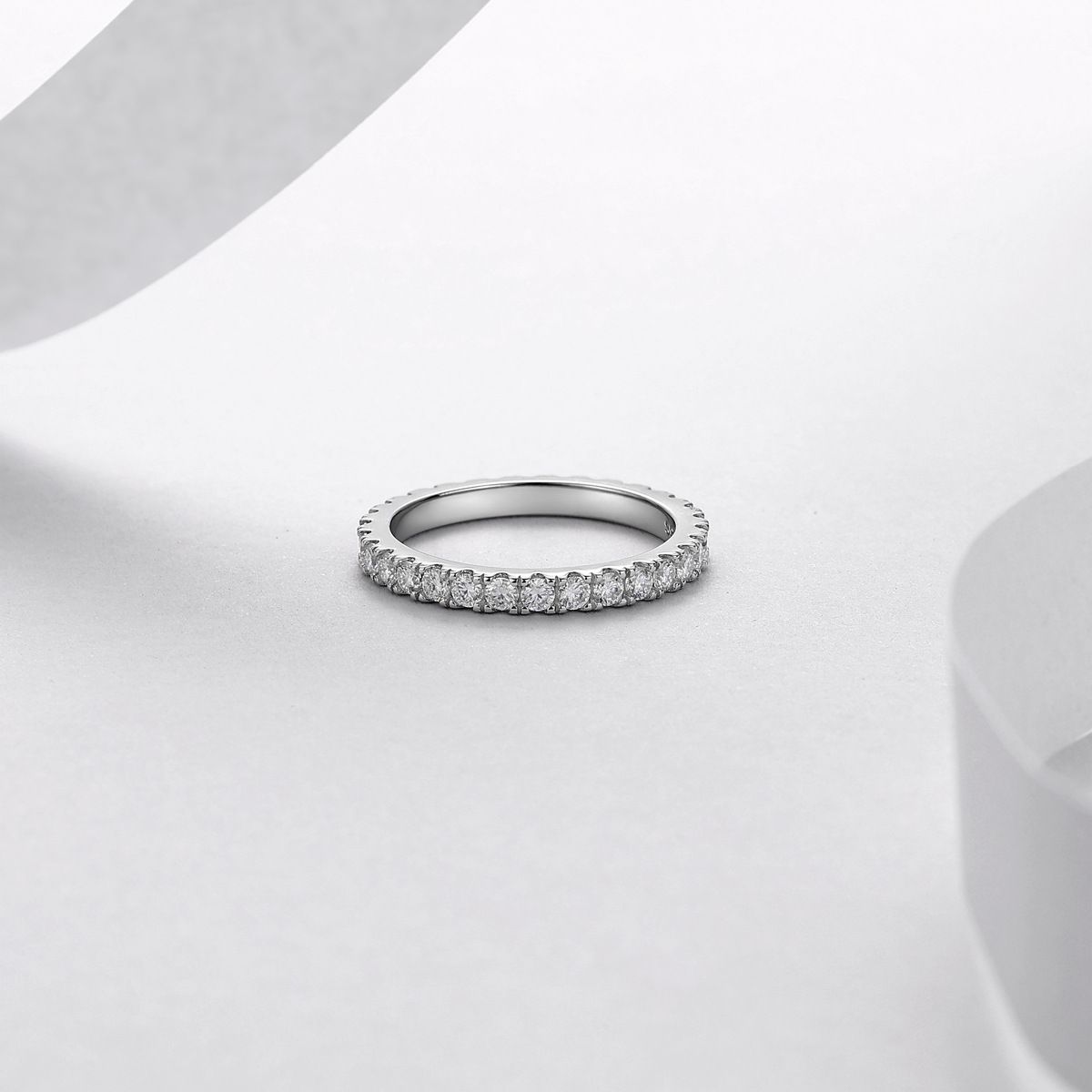 S925 gümüş moissanite yüzük, tam taş döşeme