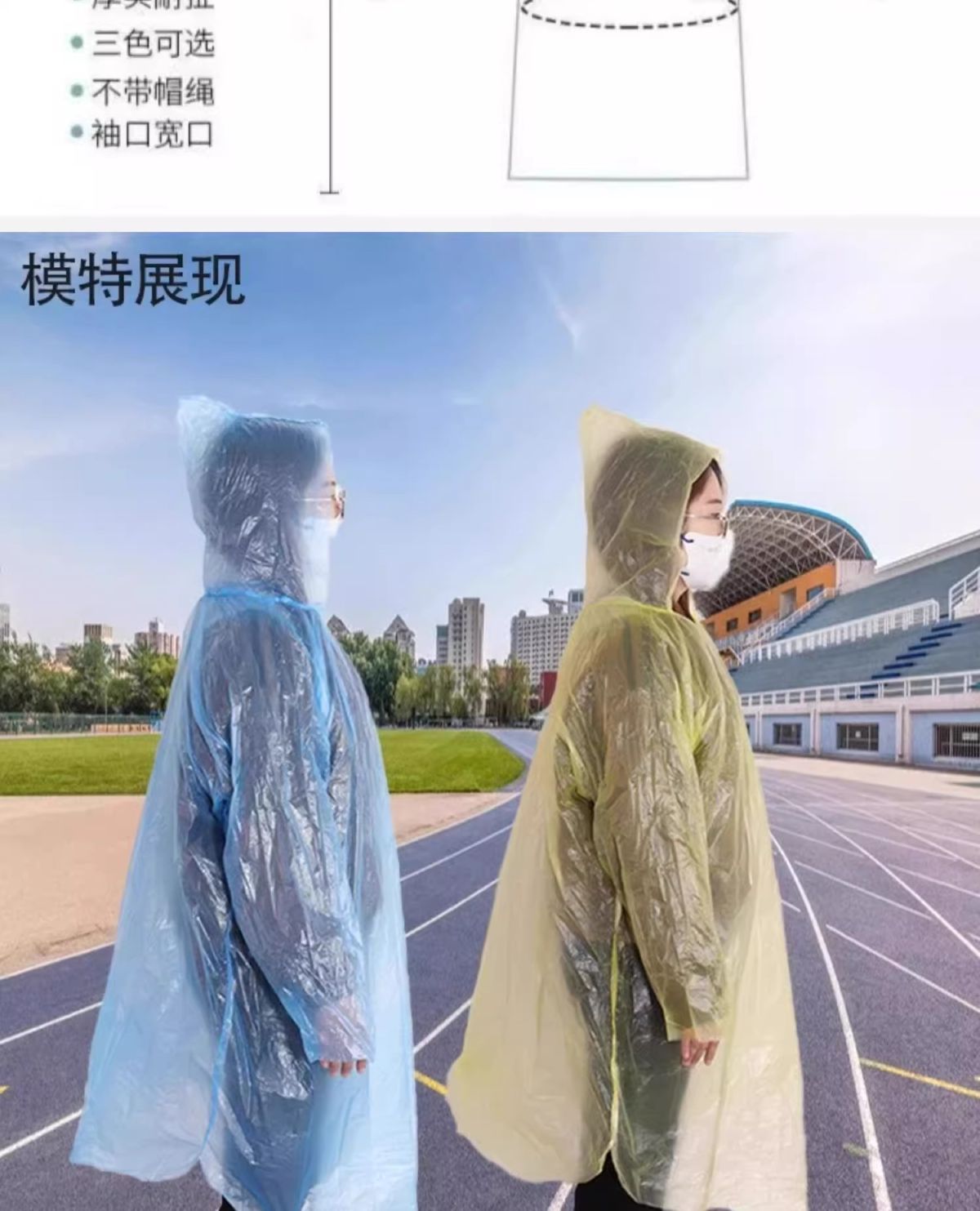 Transparent waterproof raincoat, eco-friendly, unisex