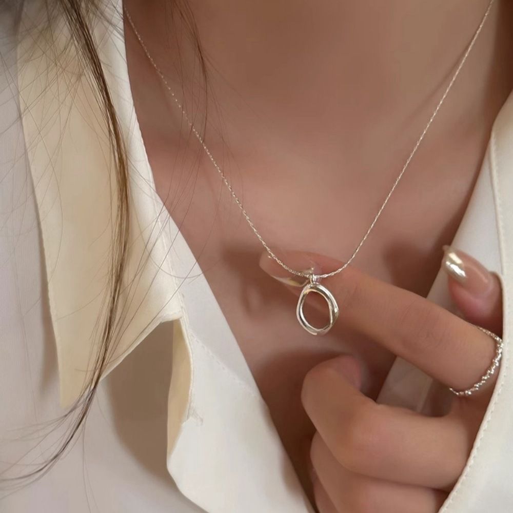 S925 gümüş inci kolye kadın kilitleme zinciri