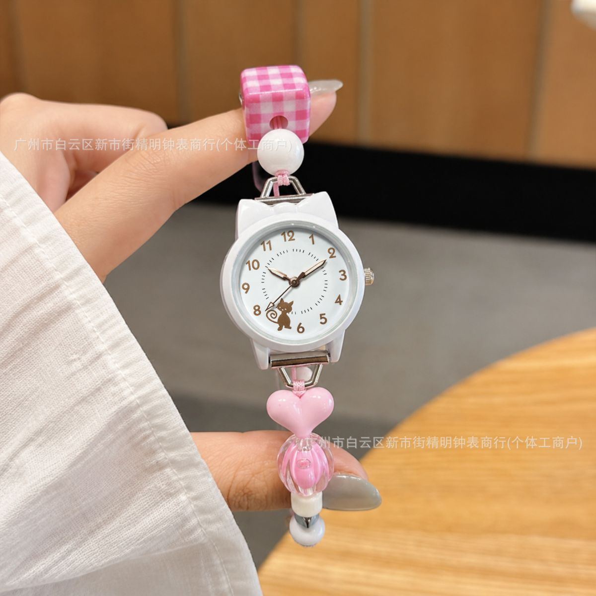 Damen-Armbanduhr mit Katzenmotiv, Quarz