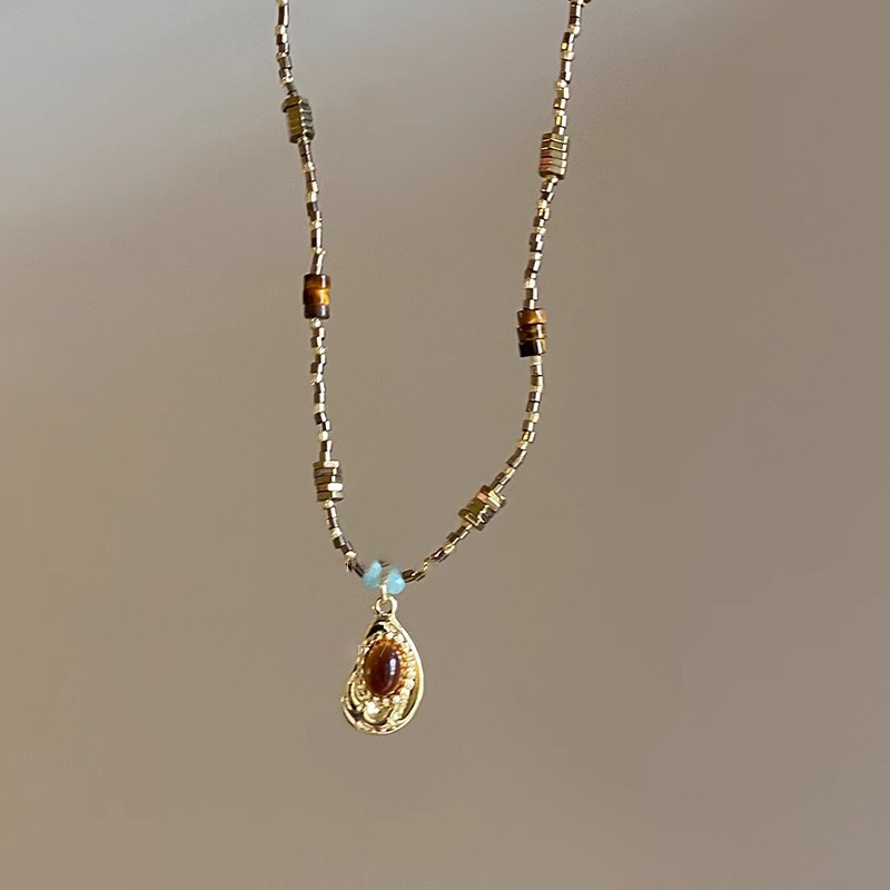 Women's Evil Eye Stone Beaded Necklace, Layered