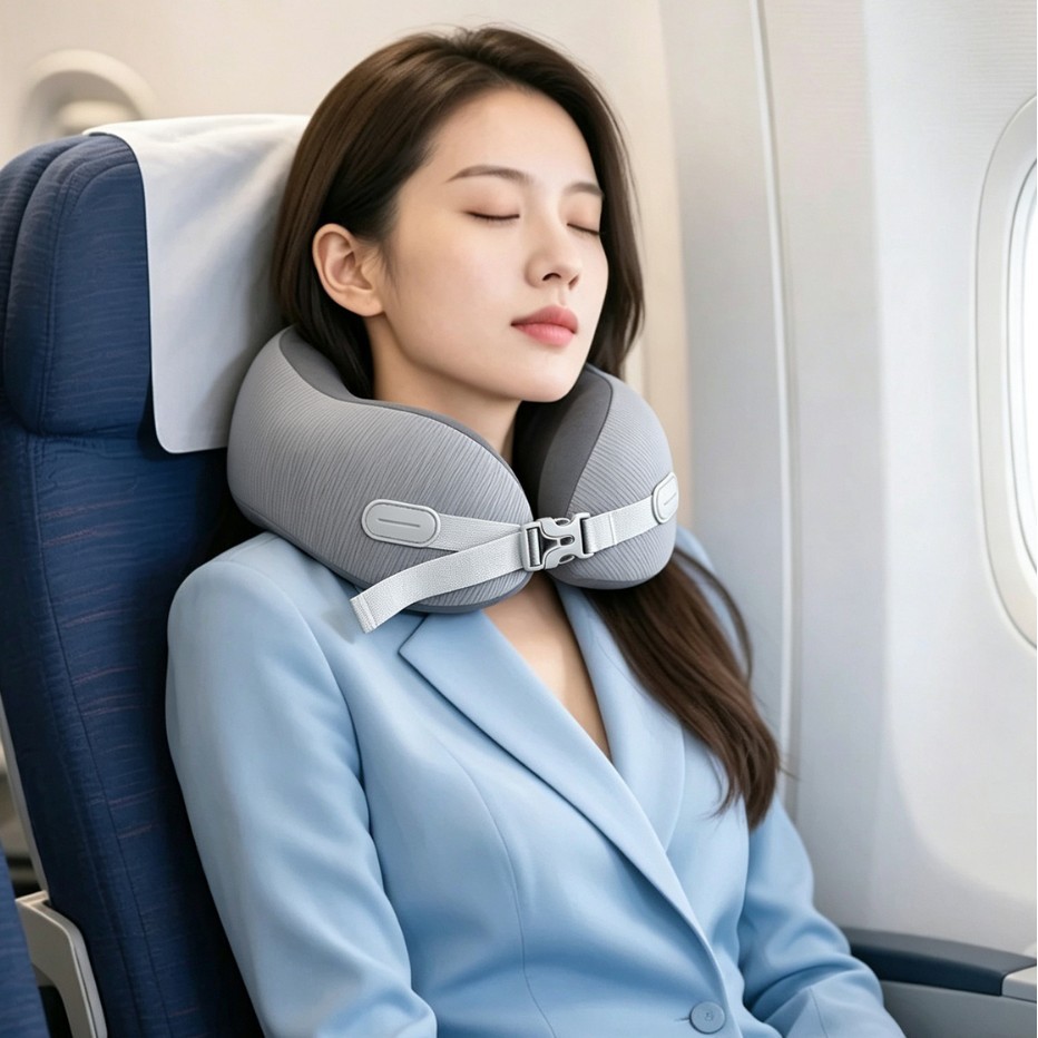 现货u型护颈枕可加印广告LOGO旅行高铁靠脖枕办公午睡可收纳u型枕
