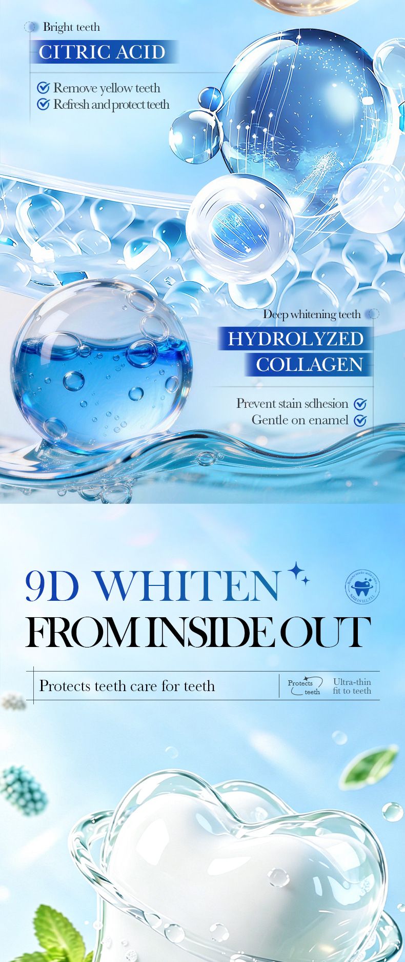 SADOER 9D tooth whitening strips enamel repair