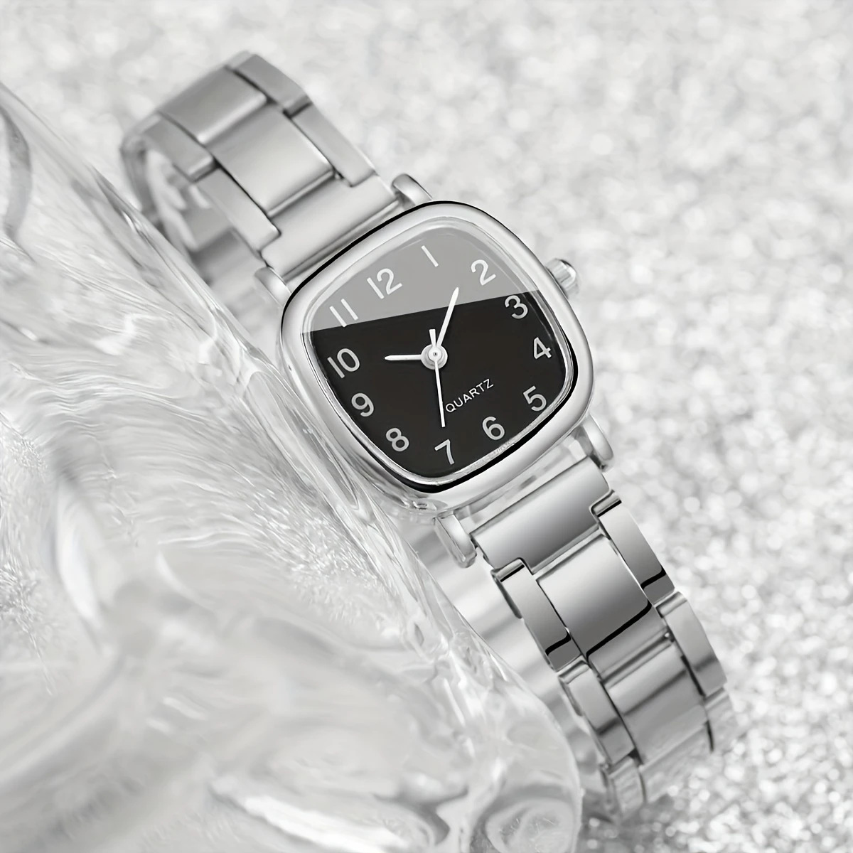 Damen-Quarzuhr, elegantes Stahlarmband, schlichte Gestaltung