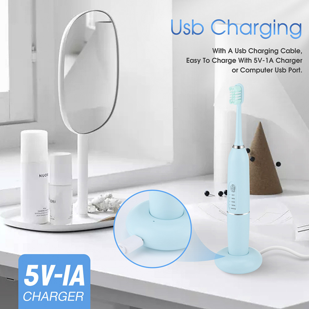 Rotating electric toothbrush with 5-level adjustment and soft bristles