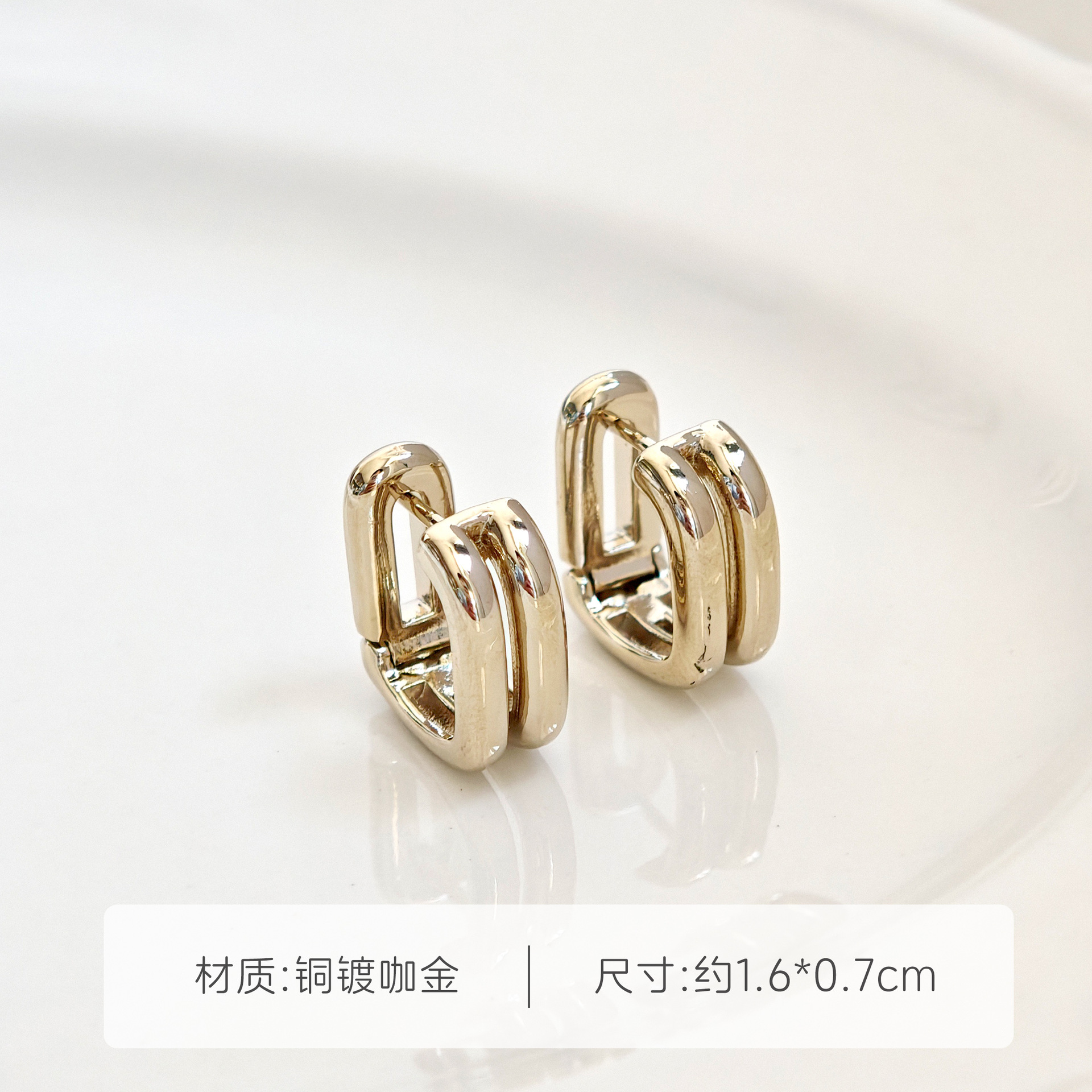 韩系简约咖啡金锆石耳钉耳扣小众轻奢精致冷淡风耳饰时尚气质耳环