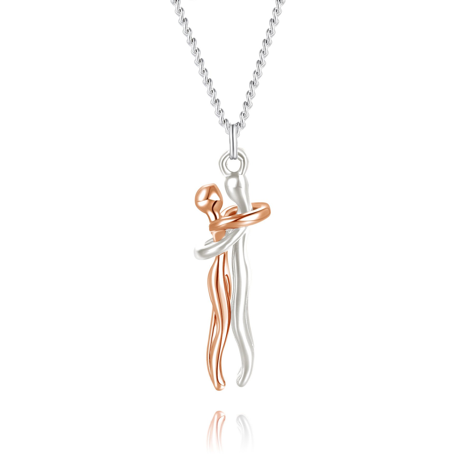 S925 Silber Partnerkette mit Umarmungsmotiv