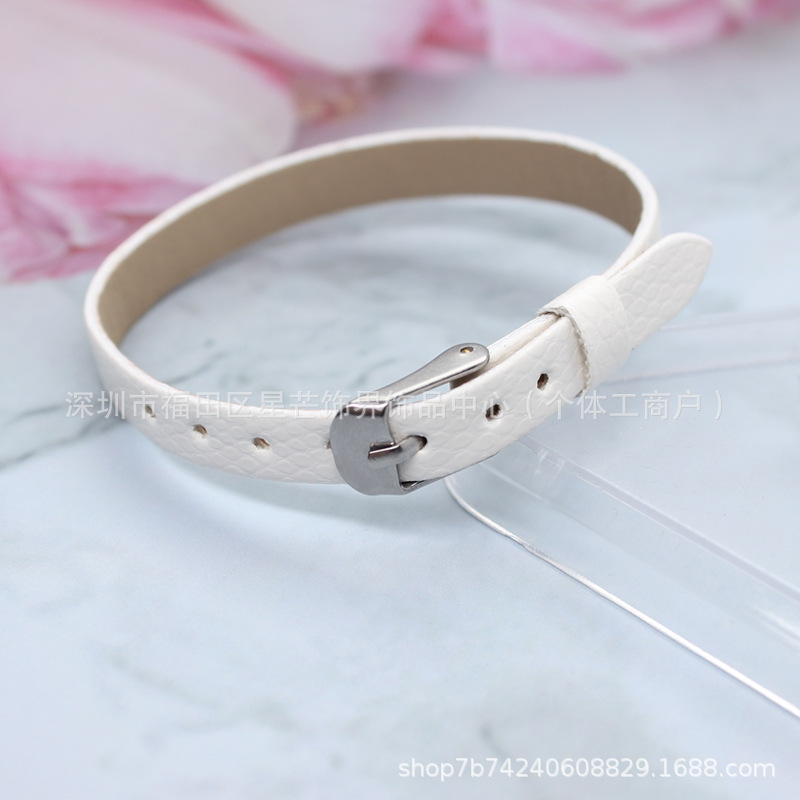 DIY 8mm PU leather wristband, slide charm compatible