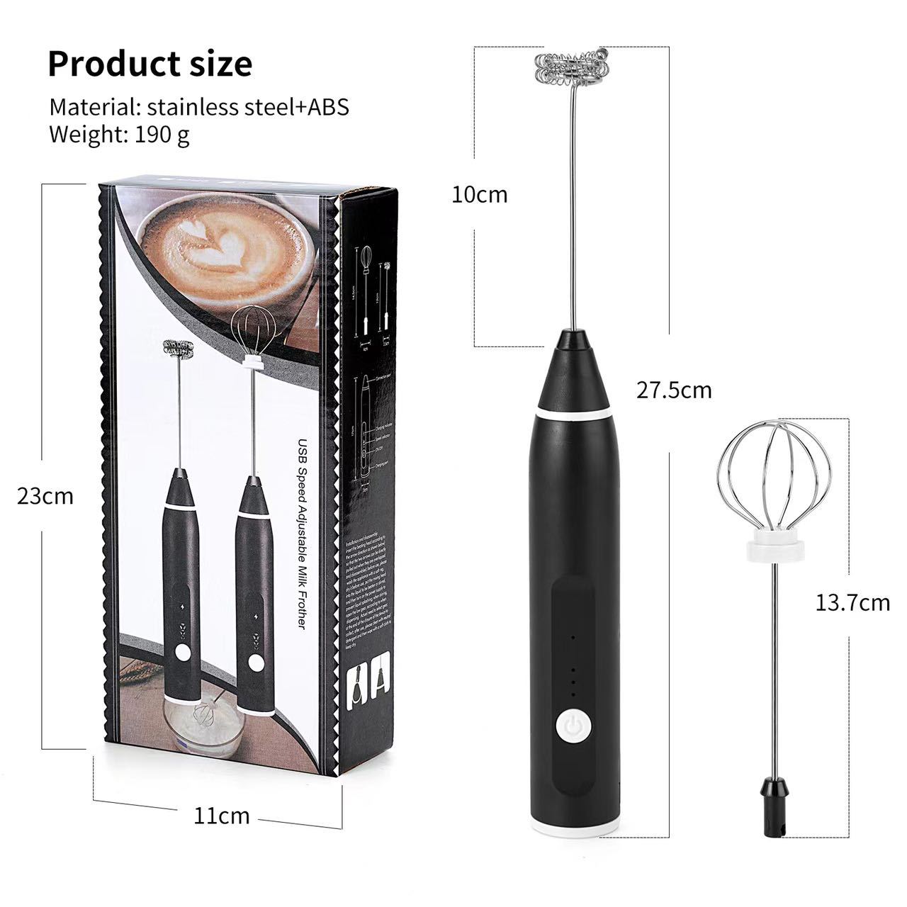 Elektrischer Handmixer, Edelstahl, Mini tragbar für Eier und Getränke