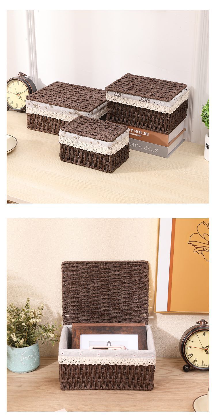 Rattan dokuma depolama sepeti salon masası