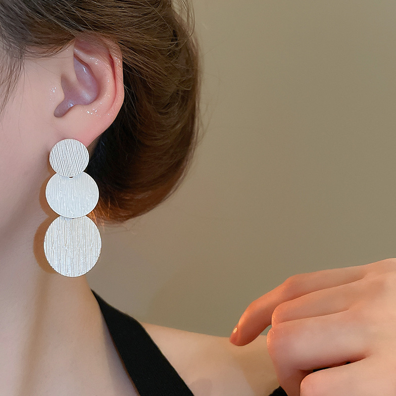 Silver Circle Earrings, Needle Post Studs