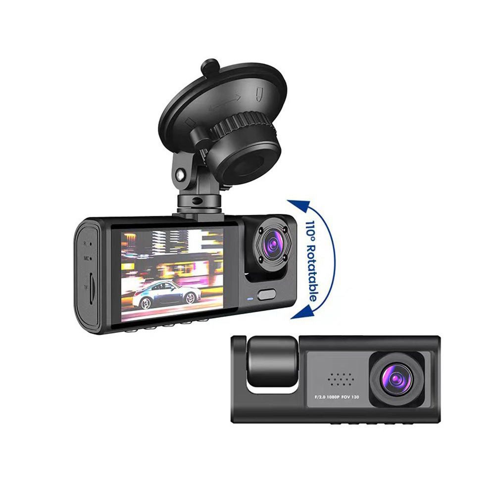 Three-lens dash cam, wireless, night vision, WiFi connected