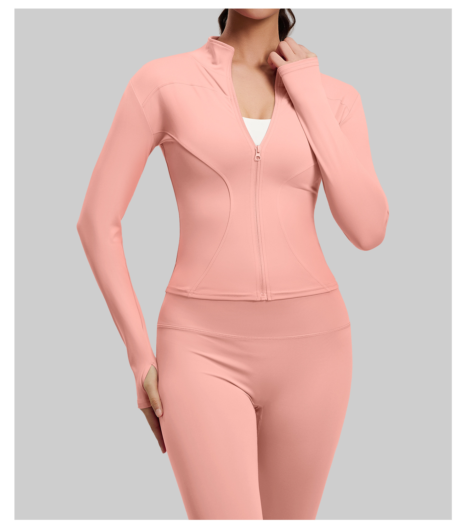 Yoga jacket, slim fit, stand collar, sports training