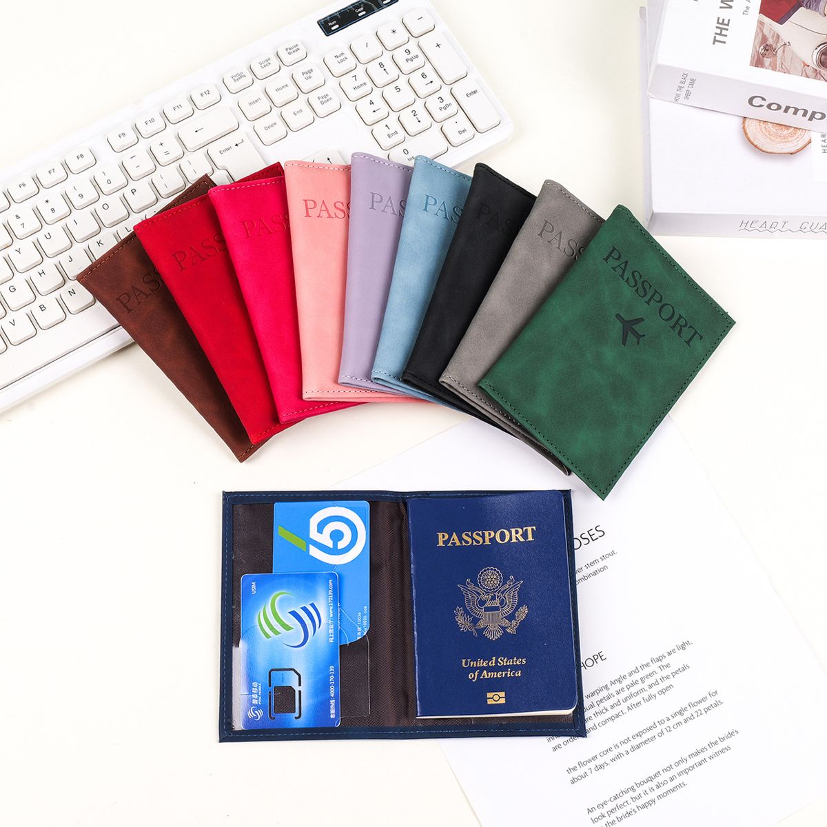 PU leather passport protective case, large capacity