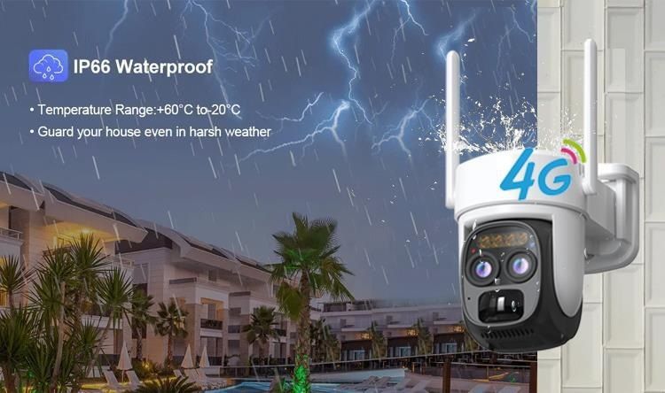 Weitwinkel Dual-Objektiv 4mm CCTV WiFi Kamera Outdoor Solar