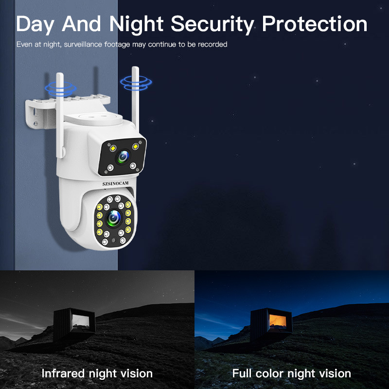 Dual-lens 2.4GHz wireless camera home security two-way intercom