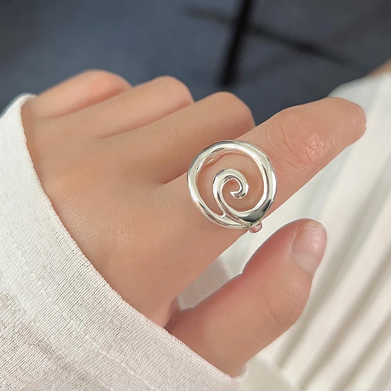 S925 Sterling Silver Twisted Ring Women Vintage Adjustable