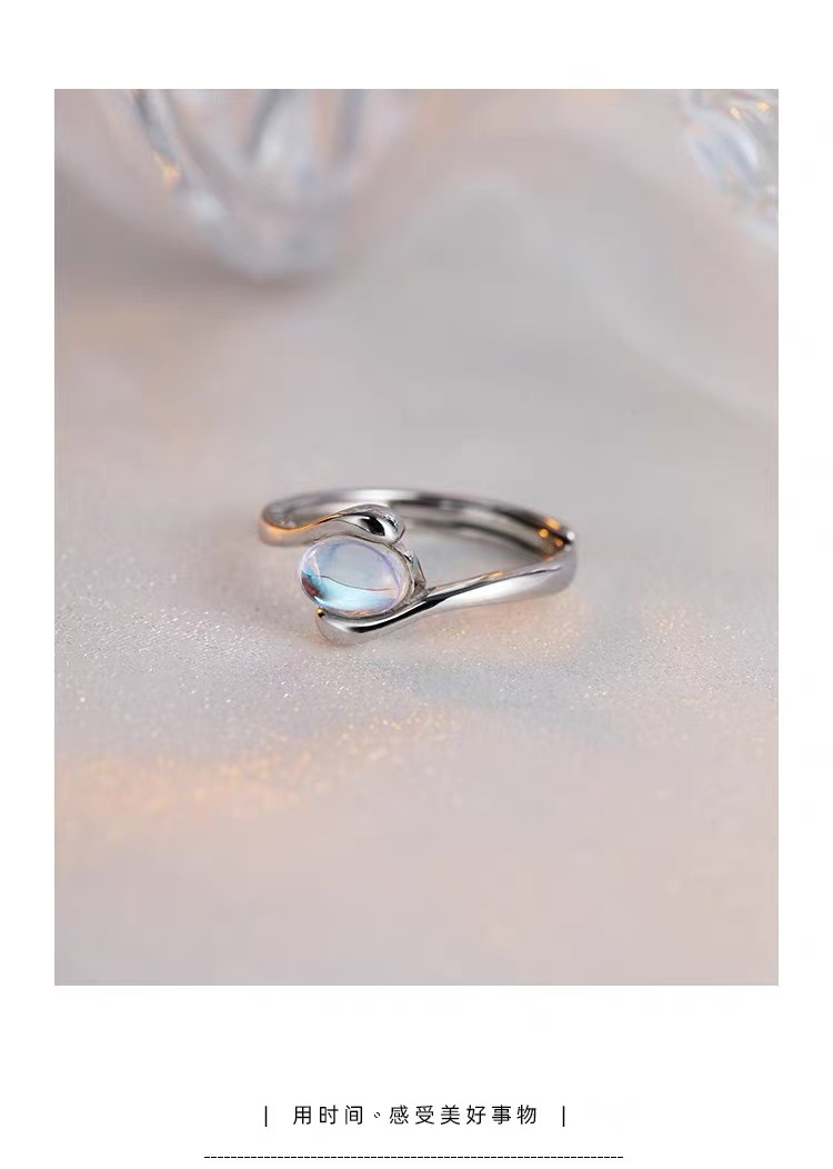 925 sterling silver moonstone ring, adjustable
