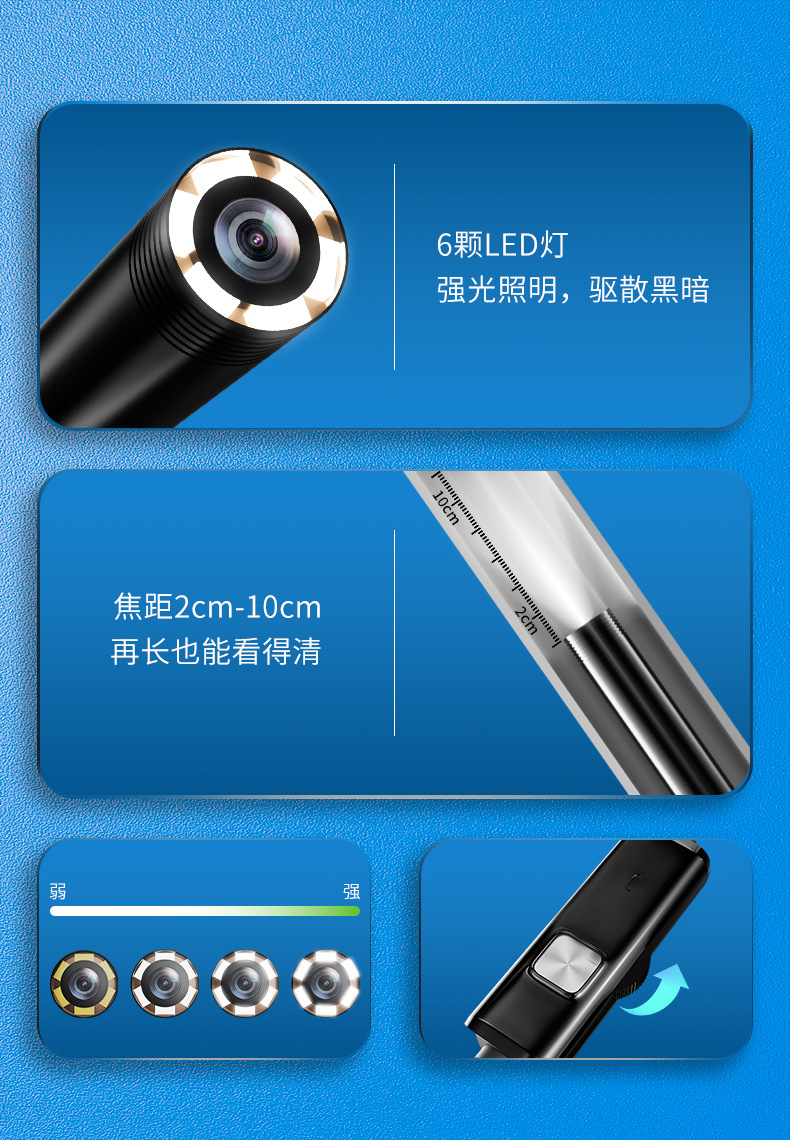 Waterproof endoscope USB Type-C, HD 1MP, compatible with Android phones