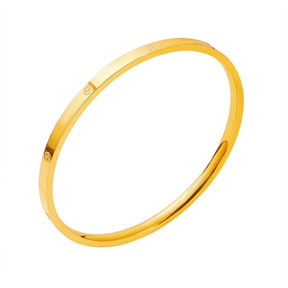 Titanium steel bracelet, 18K gold plated, checked pattern